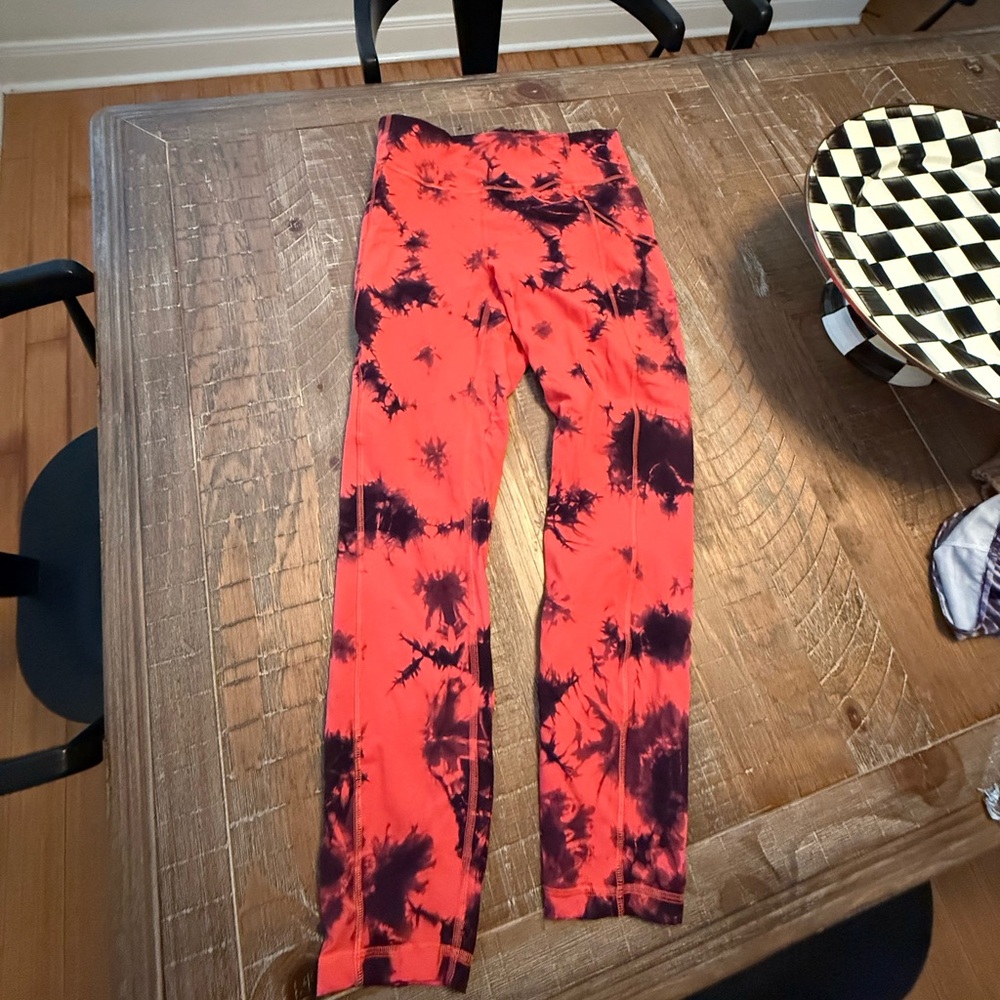 Red and Blue Tie-Dye Leggings